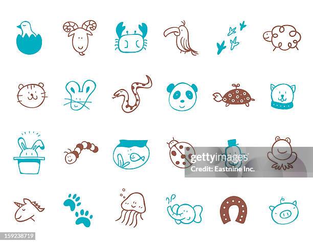 animal icon set - bed bug white background stock illustrations