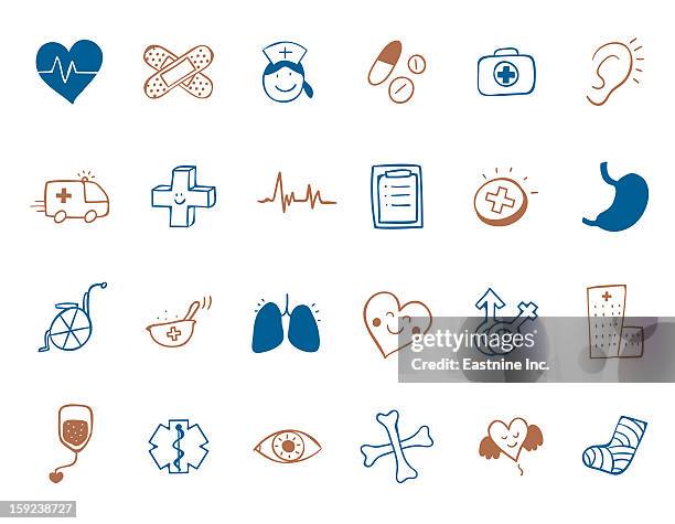 medicine icon set - eye chart stock illustrations