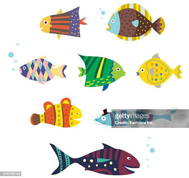 bildbanksillustrationer, clip art samt tecknat material och ikoner med various fishes - diving flipper