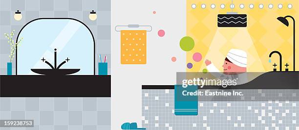 bathroom interior - home slippers stock illustrations