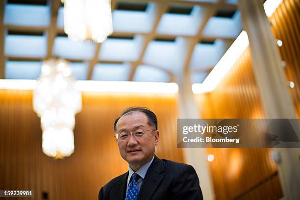 Jim Yong Kim, president of the World Bank, sits for a photograph following an interview at the organization's headquarters in Washington, D.C., U.S.,...