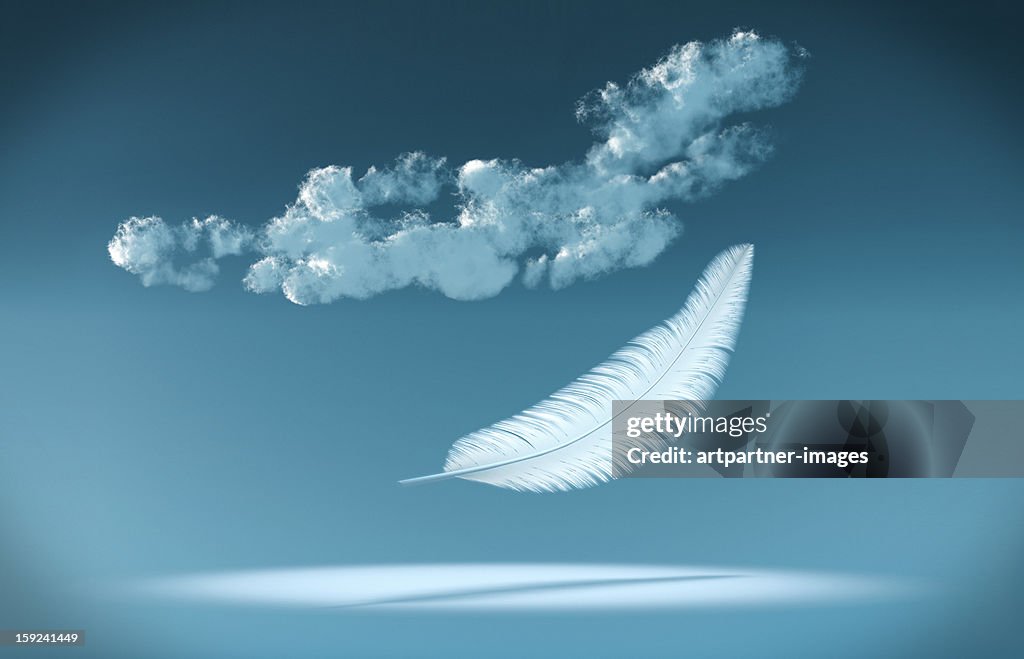 White Feather falling from the blue sky