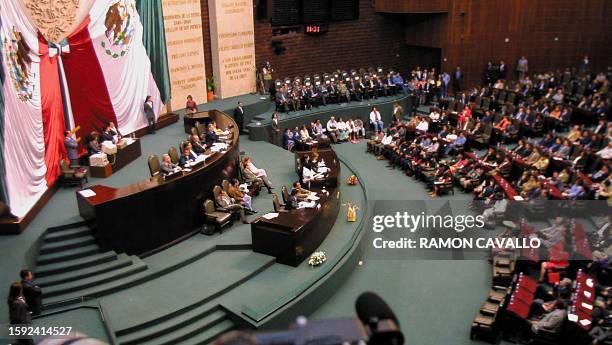 This photo shows a general view of the deputee chamber in Mexico City, during the address of the EZLN leadership 28 March 2001 to senators and...