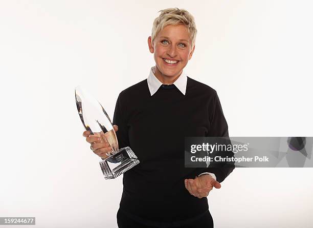 Personality Ellen DeGeneres poses for a portrait during the 39th Annual People's Choice Awards at Nokia Theatre L.A. Live on January 9, 2013 in Los...