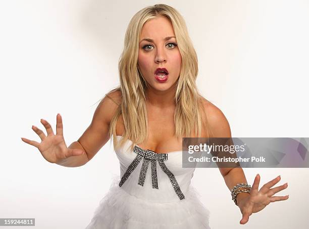 Host Kaley Cuoco poses for a portrait during the 39th Annual People's Choice Awards at Nokia Theatre L.A. Live on January 9, 2013 in Los Angeles,...