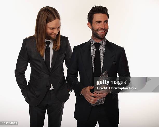 Musicians James Valentine and Adam Levine of Maroon 5 pose for a portrait during the 39th Annual People's Choice Awards at Nokia Theatre L.A. Live on...