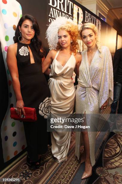 Jessie Ware, Paloma Faith and Rita Ora attend The BRIT Awards 2013 nominations announcement at The Savoy on January 10, 2013 in London, England.
