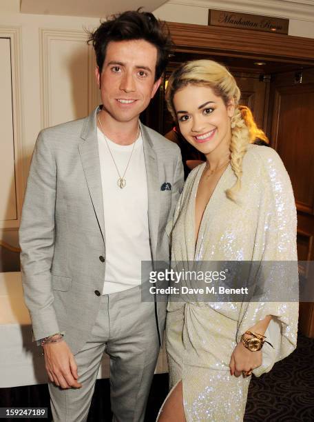 Nick Grimshaw and Rita Ora attend the BRIT Awards nominations announcement at The Savoy Hotel on January 10, 2013 in London, England.