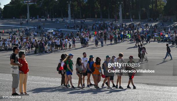 Young pilgrims arrive in late afternoon at the sanctuary premises as members of the faithful of all ages and nationalities start arriving the day...