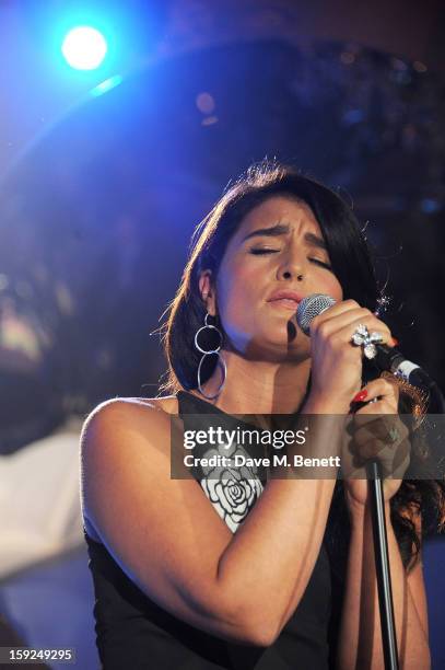 Jessie Ware performs at the BRIT Awards nominations announcement at The Savoy Hotel on January 10, 2013 in London, England.