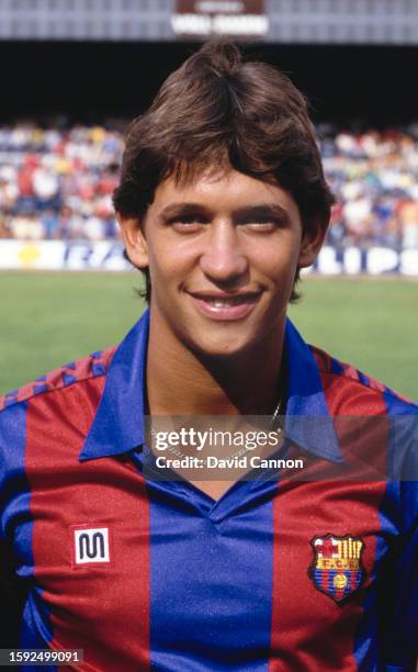 Barcelona striker Gary Lineker pictured prior to a match at the Nou Camp in 1986, Lineker played for the club between 1986 and 1989.