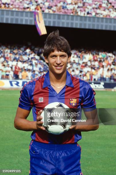 Barcelona striker Gary Lineker pictured prior to a match at the Nou Camp in 1986, Lineker played for the club between 1986 and 1989.