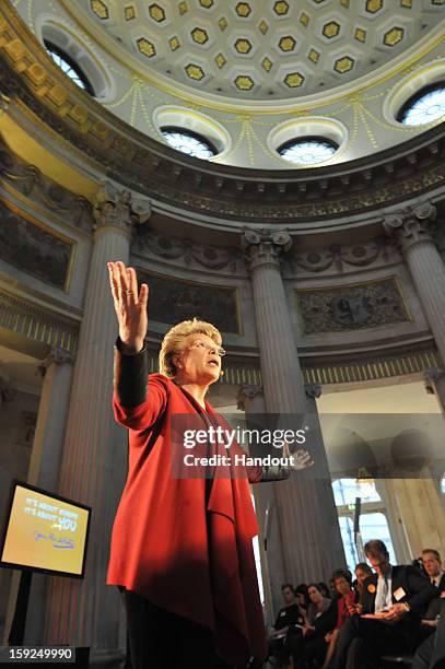 In this handout image provided by Justin MacInnes, Viviane Reding, Vice-President of the European Commission attends the launch of the European Year...