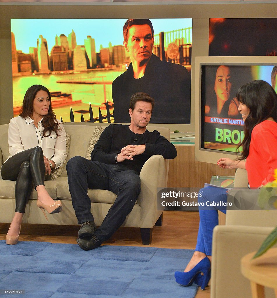 Mark Wahlberg and Natalie Martinez On The Set Of Despierta America