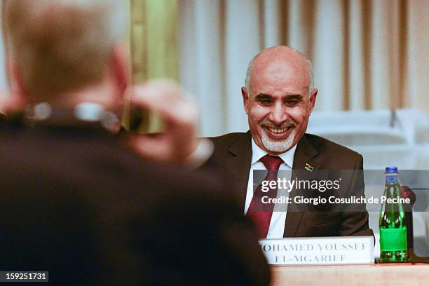 Mohamed Yousef El Magariaf State Visit To Italy Photos and Premium High