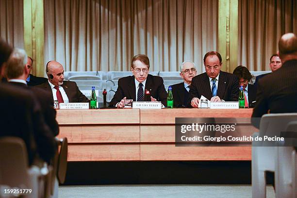 President of Libya's General National Congress, Mohamed Yousef el-Magariaf attends a meeting with Italian Foreign Minister Giulio Terzi at the...