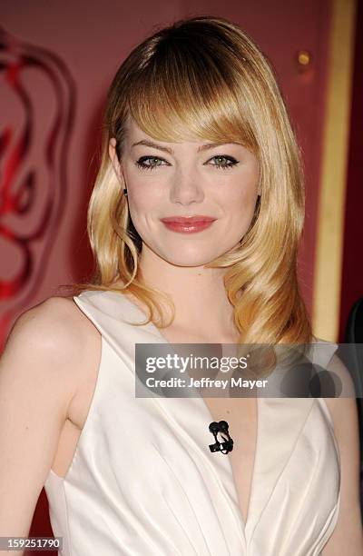 Actress Emma Stone attends The 85th Academy Awards Nominations Announcement held at AMPAS Samuel Goldwyn Theater on January 10, 2013 in Beverly...