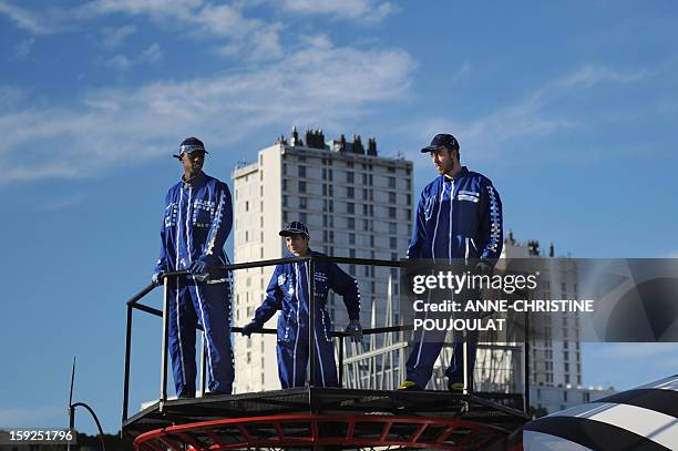 Students perform on January 10, 2013 in Marseille southern France, during a rehearsal of the Light Parade by Sud Side Company ahead of the 2013...