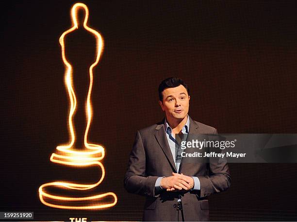 Seth MacFarlane at The 85th Academy Awards Nominations Announcement held at AMPAS Samuel Goldwyn Theater on January 10, 2013 in Beverly Hills,...