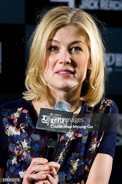 Actress Rosamund Pike attends the 'Jack Reacher' press conference at Conrad Hotel on January 10, 2013 in Seoul, South Korea. The film will open on...