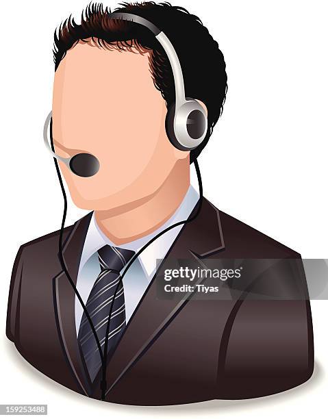 customer service male - it worker white background stock illustrations