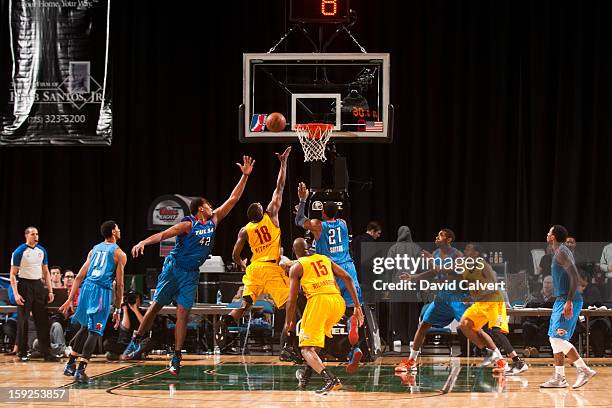 Tony Mitchell of the Fort Wayne Mad Ants shoots a layup in traffic against the Tulsa 66ers during the 2013 NBA D-League Showcase on January 10, 2013...