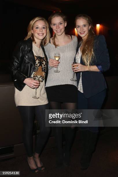 Janina Vilsmaier,Theresa Vilsmaier and Josefina Vilsmaier attend the reopening party of the Gloria Palace cinema on January 10, 2013 in Munich,...