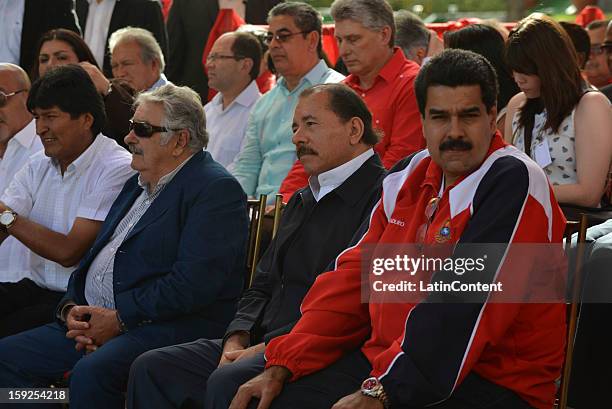 Nicolas Maduro, Vice President of Venezuela, Daniel Ortega -President of Nicaragua-, Jose Mujica -President of Uruguay- and Evo Morales -President of...