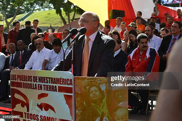 Hector Timerman, Argentine Minister of Foreign Affairs, during a meeting to support Hugo Chavez at Miraflores Presidential Palace on January 10, 2013...