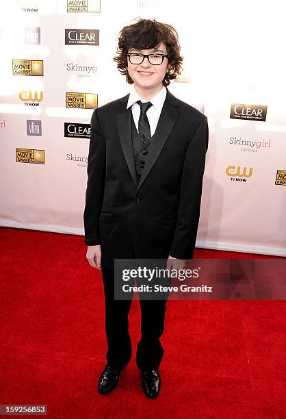 Actor Jared Gilman arrives at the 18th Annual Critics' Choice Movie Awards at The Barker Hanger on January 10, 2013 in Santa Monica, California.