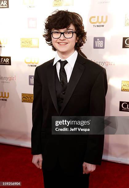 Actor Jared Gilman arrives at the 18th Annual Critics' Choice Movie Awards at The Barker Hanger on January 10, 2013 in Santa Monica, California.