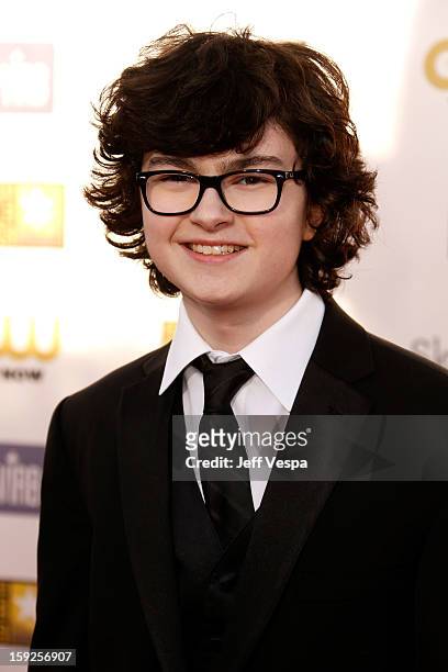 Actor Jared Gilman arrives at the 18th Annual Critics' Choice Movie Awards at The Barker Hanger on January 10, 2013 in Santa Monica, California.
