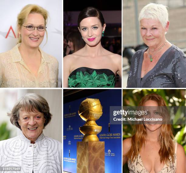 In this composite image a comparison has been made between the 2013 Golden Globe Award nominees for Best Performance by an Actress in a Motion...
