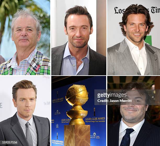 In this composite image a comparison has been made between the 2013 Golden Globe Award nominees for Best Performance By An Actor In A Motion Picture...