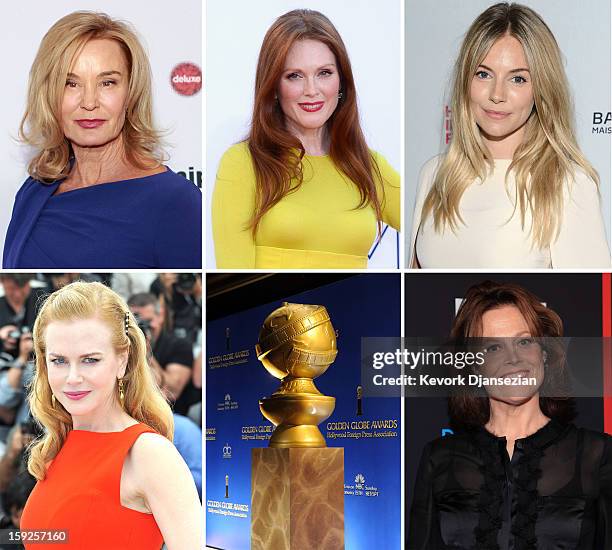 In this composite image a comparison has been made between the 2013 Golden Globe Award nominees for Best Performance by an Actress in a Mini-Series...