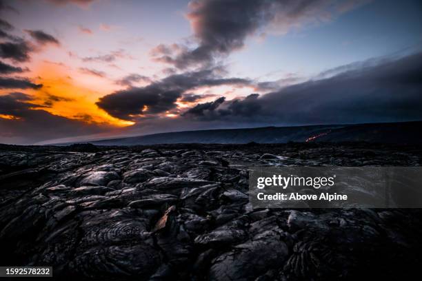 volcanic rock landscape beautiful moody sunset alien world epic sky apocalyptic - lava stock pictures, royalty-free photos & images