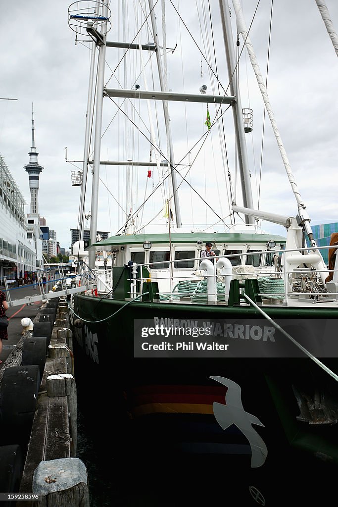 Rainbow Warrior Arrives In Auckland