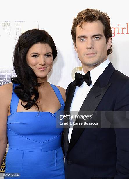 Actors Gina Carano and Henry Cavill attend the 18th Annual Critics' Choice Movie Awards held at Barker Hangar on January 10, 2013 in Santa Monica,...