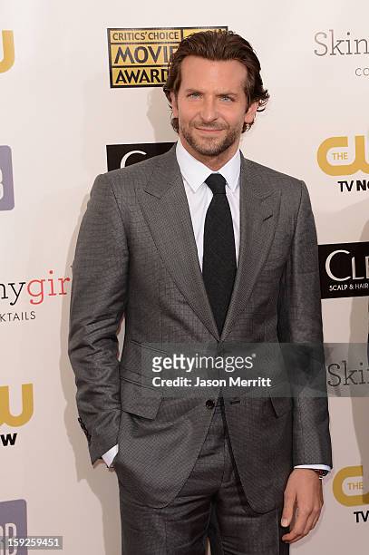 Actor Bradley Cooper arrives at the 18th Annual Critics' Choice Movie Awards held at Barker Hangar on January 10, 2013 in Santa Monica, California.