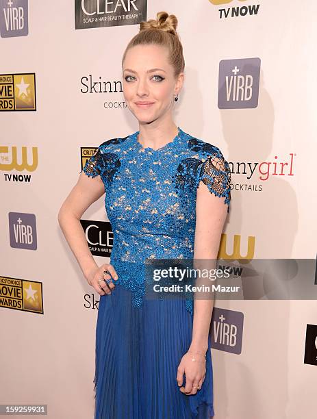 Amanda Seyfried attends the 18th Annual Critics' Choice Movie Awards at The Barker Hanger on January 10, 2013 in Santa Monica, California.