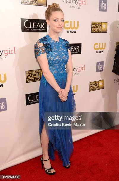 Amanda Seyfried attends the 18th Annual Critics' Choice Movie Awards at The Barker Hanger on January 10, 2013 in Santa Monica, California.