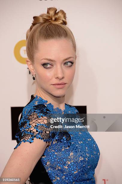 Actress Amanda Seyfried arrives at the 18th Annual Critics' Choice Movie Awards held at Barker Hangar on January 10, 2013 in Santa Monica, California.