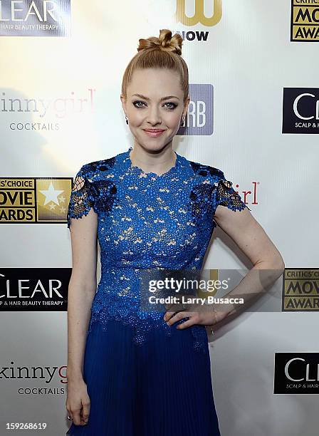 Actress Amanda Seyfried attends the 18th Annual Critics' Choice Movie Awards held at Barker Hangar on January 10, 2013 in Santa Monica, California.
