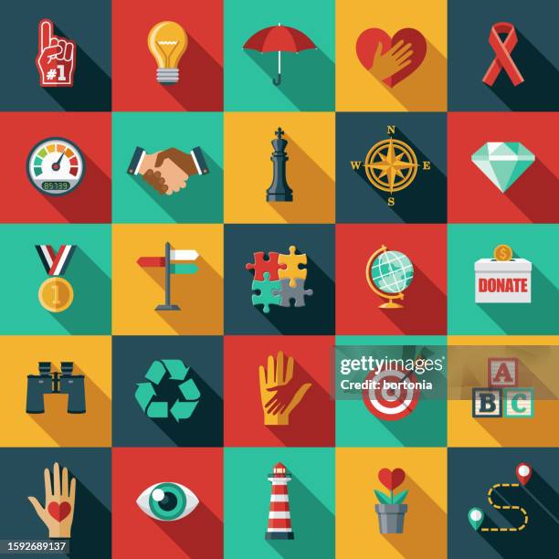core values icon set - customer service color icons stock illustrations
