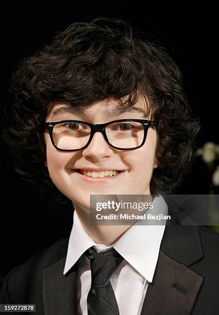 Actor Jared Gilman attends the poster signing event for charity during the Critics' Choice Movie Awards 2013 at Barkar Hangar on January 10, 2013 in...