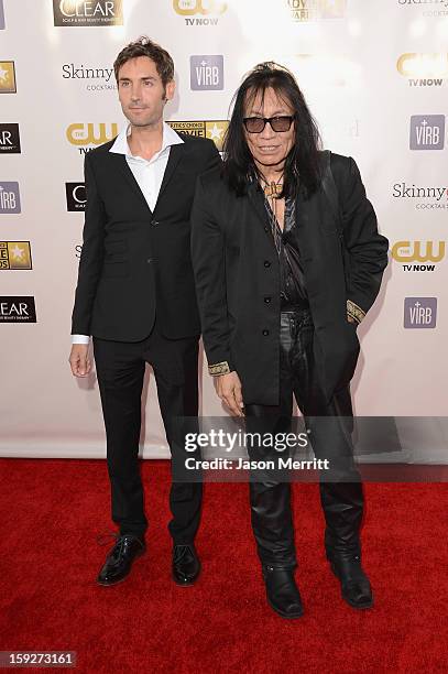 Director Malik Bendjelloul and musician Sixto Rodriguez arrive at the 18th Annual Critics' Choice Movie Awards held at Barker Hangar on January 10,...