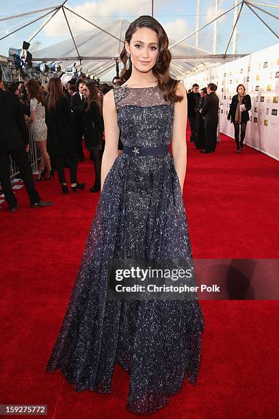 Actress Emmy Rossum attends the 18th Annual Critics' Choice Movie Awards held at Barker Hangar on January 10, 2013 in Santa Monica, California.