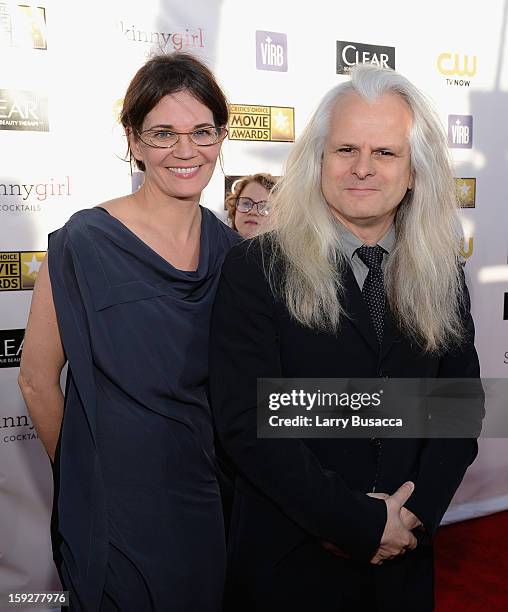 Cinematographer Claudio Miranda and Kelli Bean arrive at the 18th Annual Critics' Choice Movie Awards held at Barker Hangar on January 10, 2013 in...