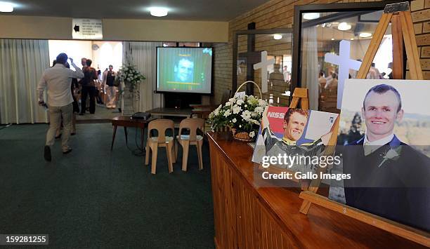 Family and friends of Burry Stander at the Norwegian Settlers Church for the Olympic athlete's funeral on January 10 in Port Shepstone, South Africa....