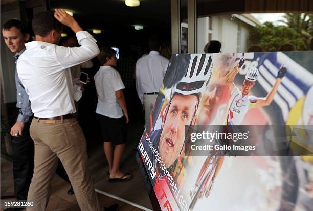 Family and friends of Burry Stander at the Norwegian Settlers Church for the Olympic athlete's funeral on January 10 in Port Shepstone, South Africa....